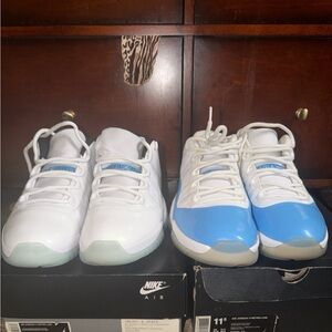 2 pairs of men’s Jordan 11 low unc and concord size 11.5 ..preowned